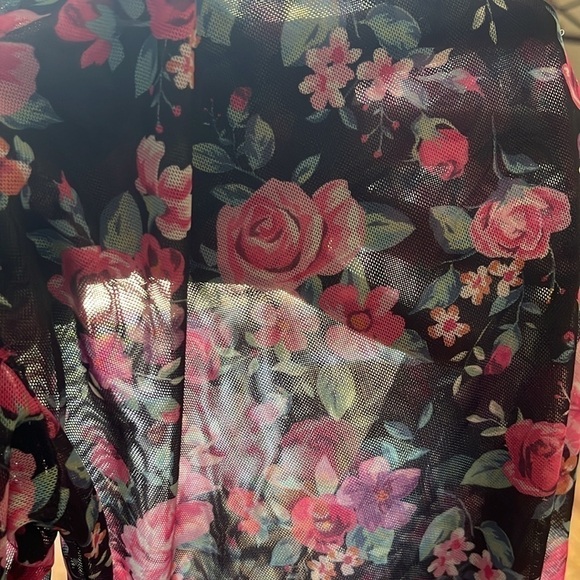 Mesh Ruffle Y2K Rave 70s Disco Retro Sheer Long Sleeve Colorful Tops 90s Club - Picture 3 of 10